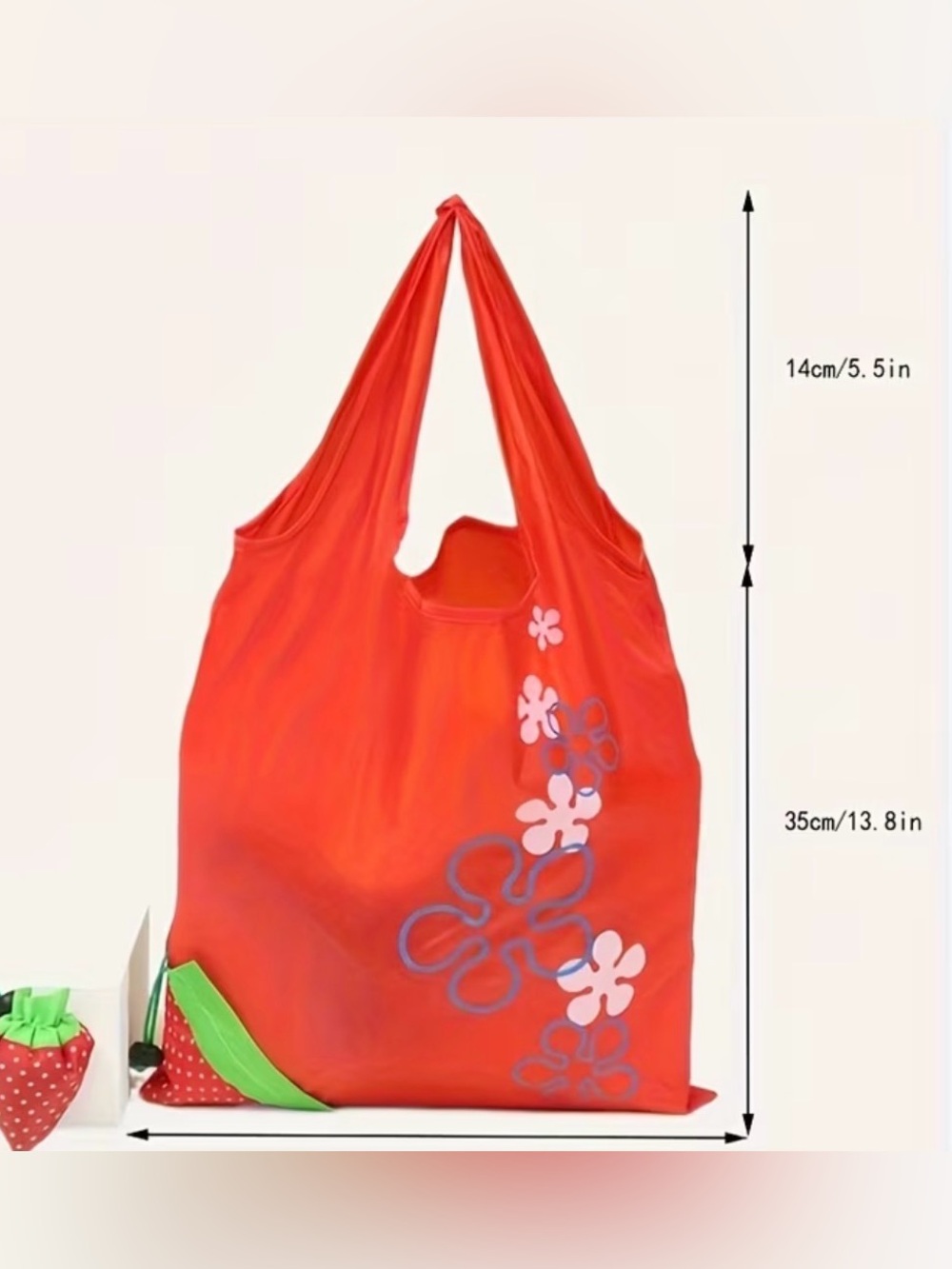 Reusable Strawberry Lightweight Shopper bag 13.8x5.5 new - Picture 4 of 8